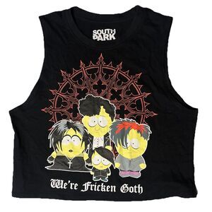 South Park Goth Kids “We’re Fricken Goth” Crop Tank Top Sleeveless Shirt Small